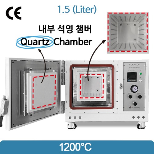 1200°C 진공 석영챔버 머플전기로 Muffle Furnace with Quartz Chamber SH-FU-1.5MGVQ